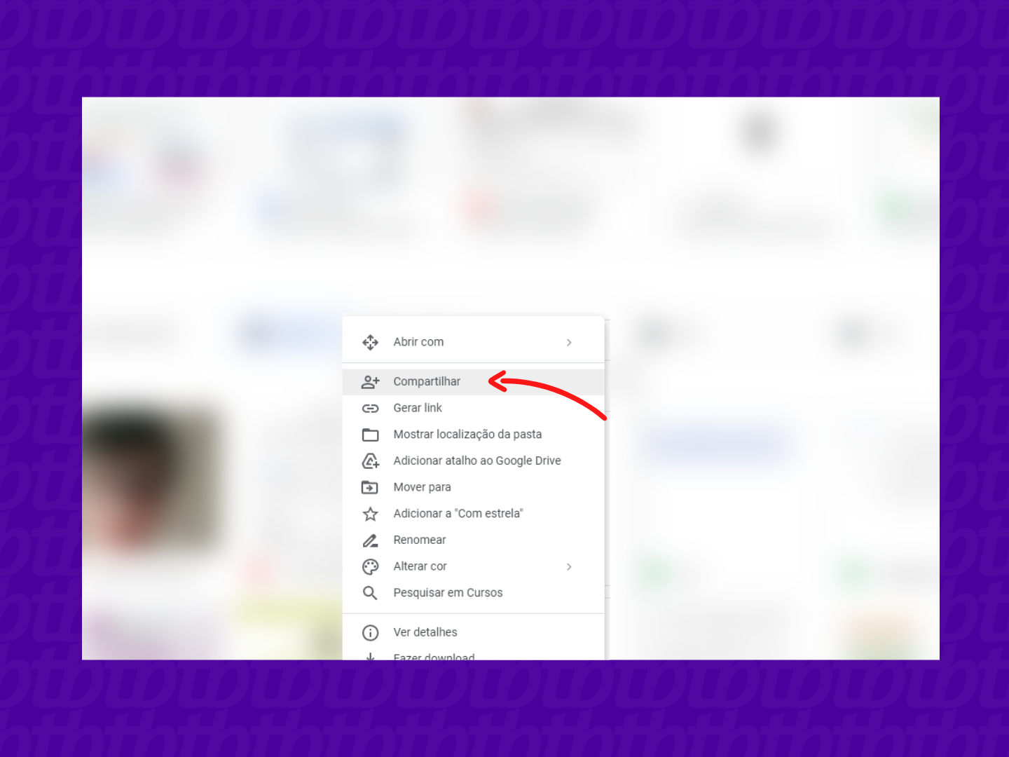 screenshot botão compartilhar google drive
