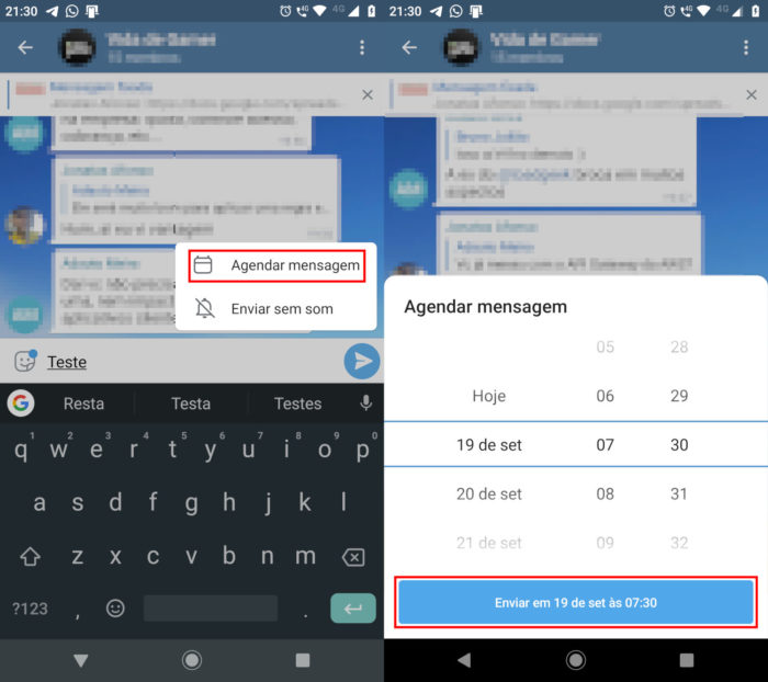 Android / Telegram / agendar telegram