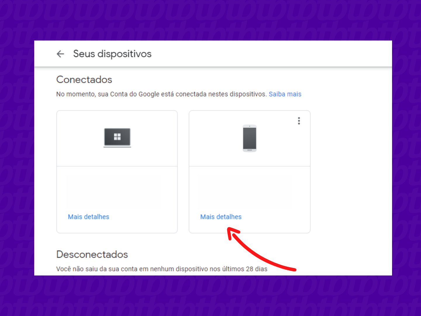 screenshot dispositivos conta google