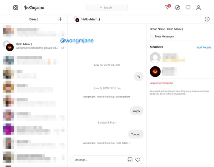 instagram dm web desktop