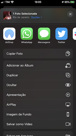 Novo menu de compartilhamento no iOS 13