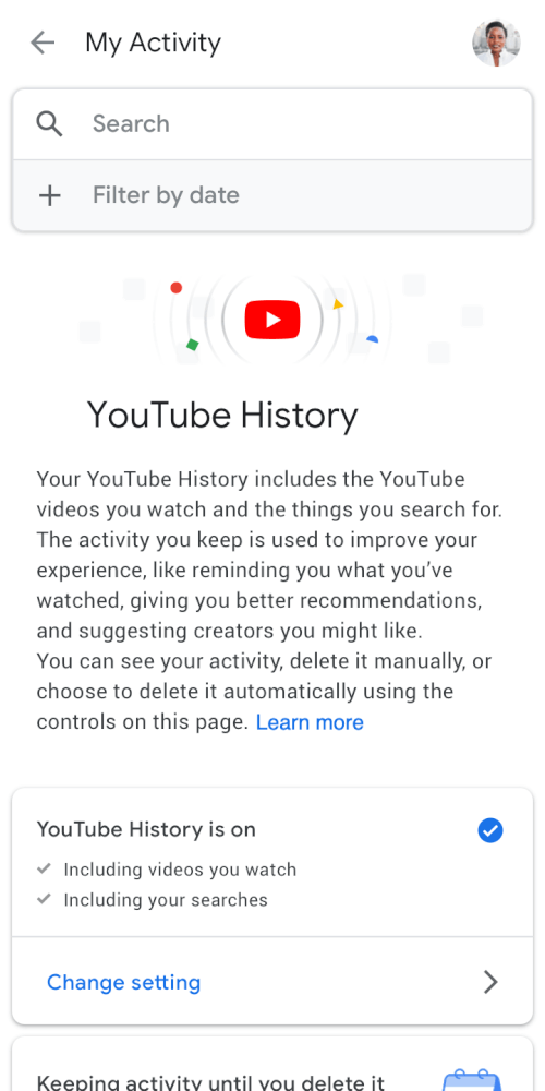 YouTube - limpeza de histórico