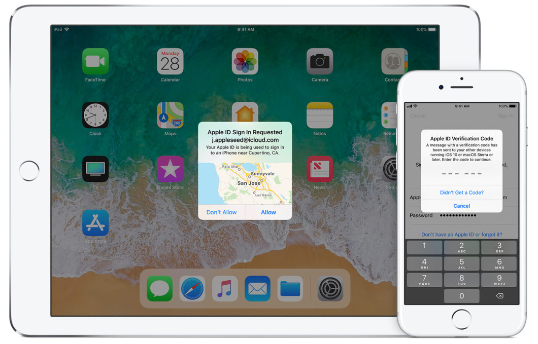 Contas da Apple enviam código de confirmação em duas etapas para os dispositivos da marca (Imagem: Divulgação/Apple)