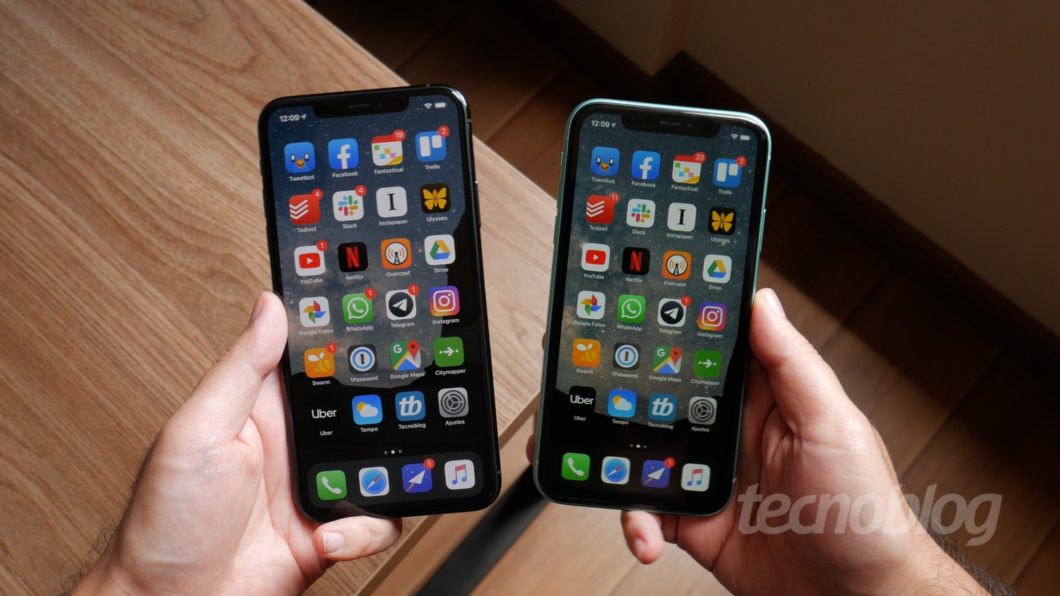 iPhone 11 e iPhone 11 Pro Max (Imagem: Paulo Higa/Tecnoblog)