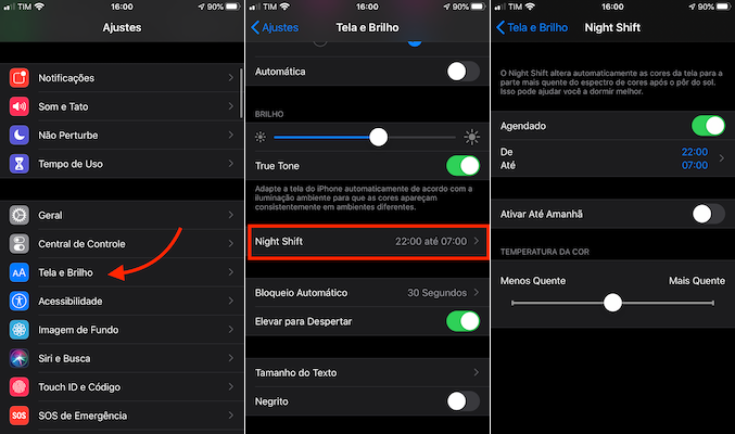 filtro de luz azul no iphone (iOS)