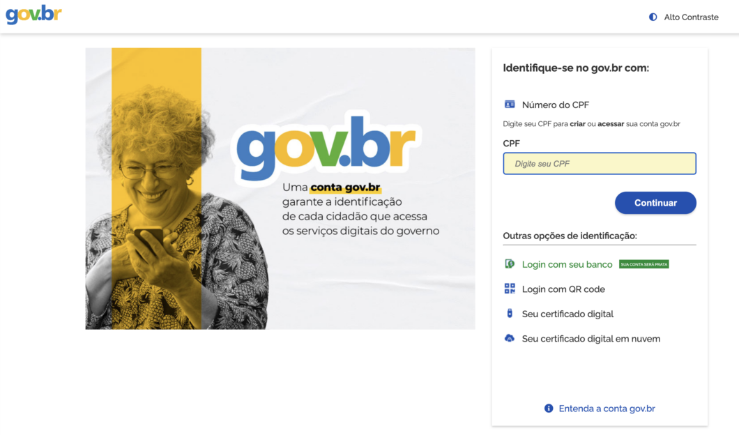 Conta Gov.br usa CPF para fazer login (Imagem: Reprodução/Tecnoblog)
