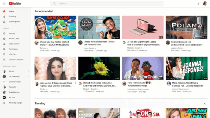 YouTube coloca miniaturas maiores e fila de vídeos em novo design para desktop
