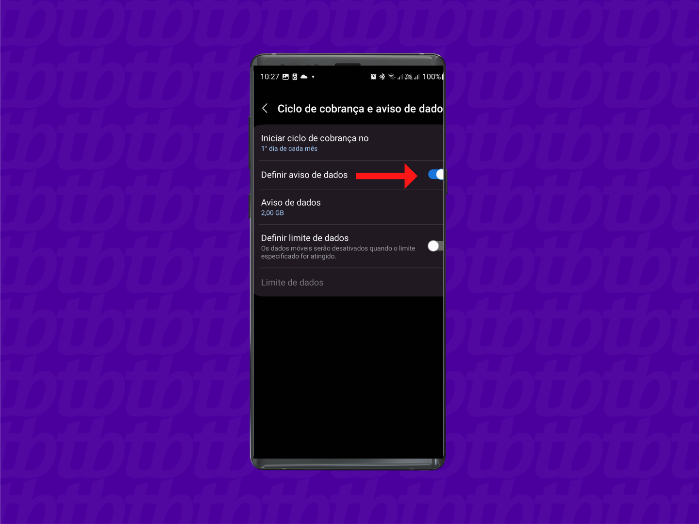Como tirar o aviso de dados Android - imagem tutorial telefone samsung