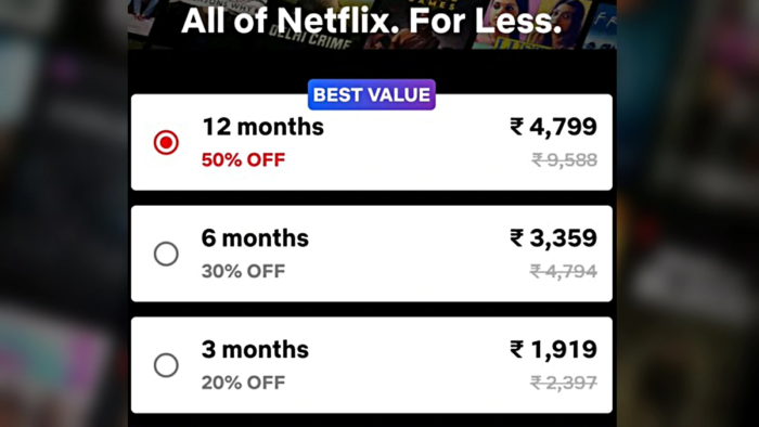 Netflix / Assinatura com desconto na Índia