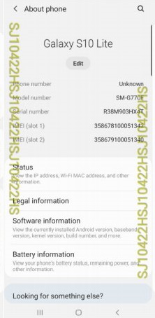 Samsung Galaxy S10 Lite na FCC