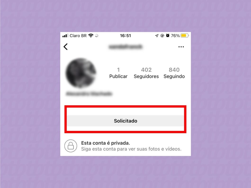Button of "requested" in profile indicates that the user has not yet accepted the request