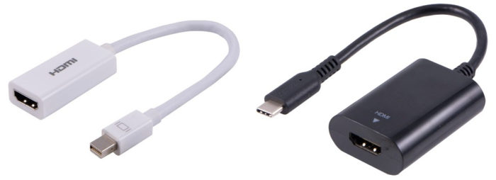 Adaptadores HDMI/Mini DisplayPort e HDMI/USB-C