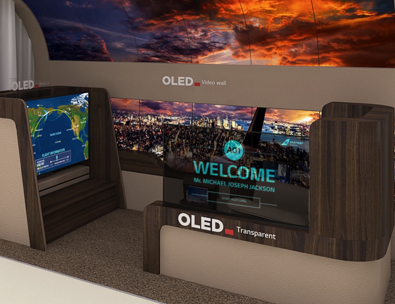 LG mostra conceito de TV OLED enrolável que desce do teto