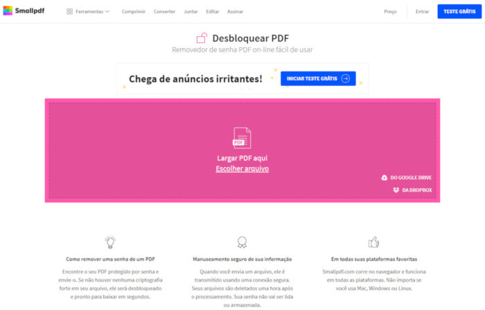 Smallpdf / desproteger pdf