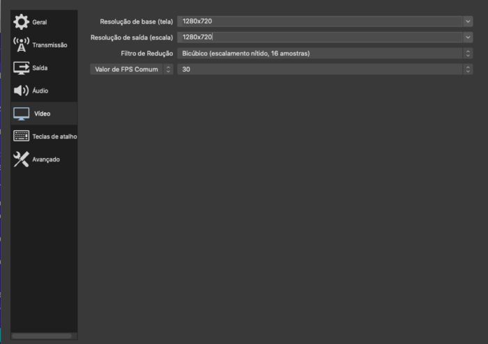 configuração do OBS para o Facebook