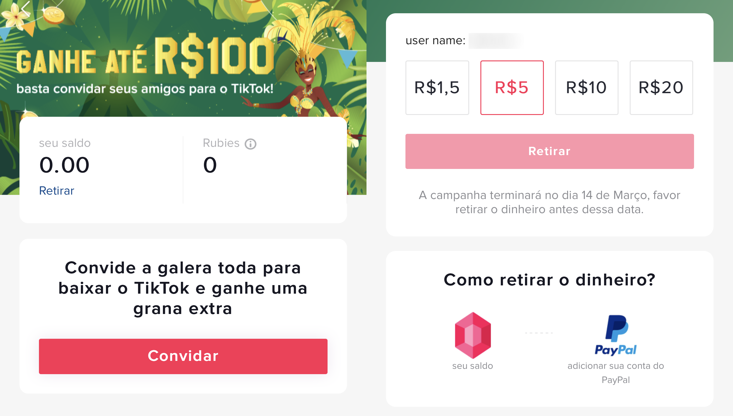 TikTok paga até R$ 100 via PayPal para quem recrutar usuários