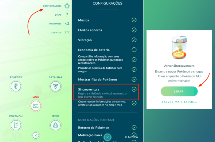 ativar sicroaventura de pokemon go