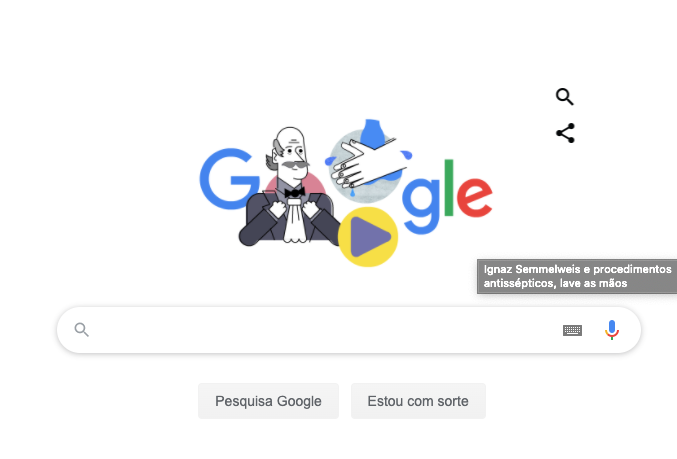 Doodle hoje é de Ignaz Semmelweis, médico que insistiu: lavem as mãos!