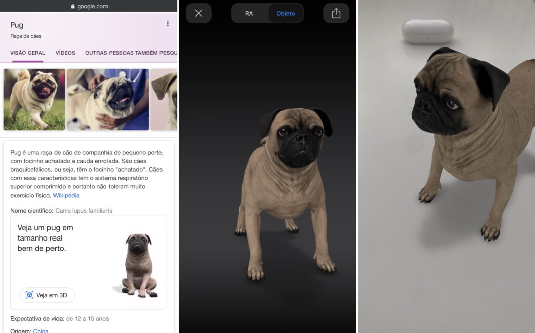 Realidade aumentada do Google permite que você visualize animais em 3D