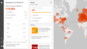 Microsoft Bing lança mapa global interativo sobre coronavírus