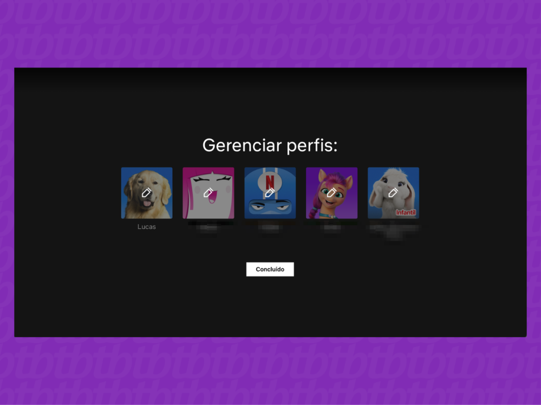 Defina qual perfil deseja editar ou excluir (Imagem: Reprodução/Netflix)