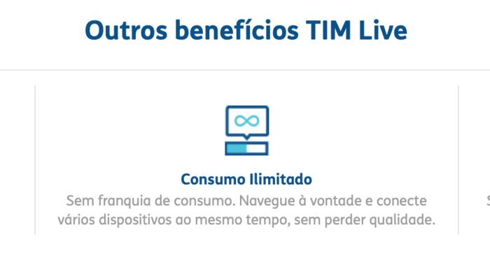 TIM Live promete consumo ilimitado