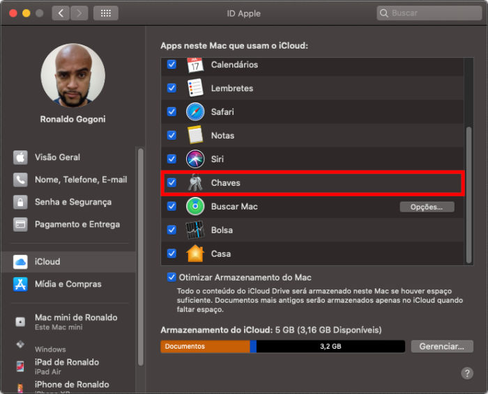 macOS Catalina / Chaves do iCloud / iCloud keychain