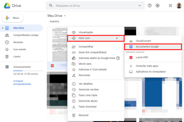 Português Brasileiro: conversores de documentos Google Drive