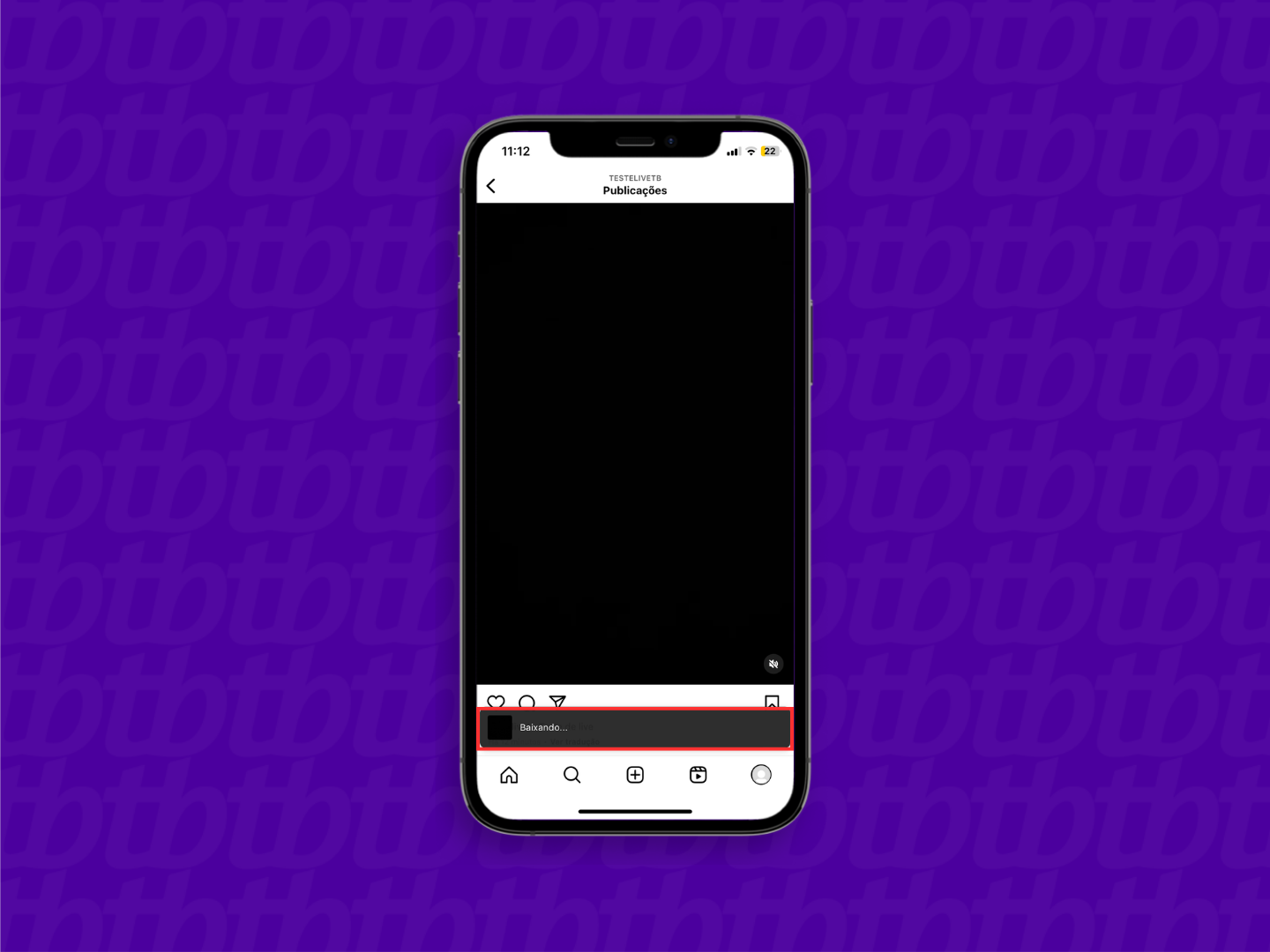 Mockup de celular que mostra um pop-up exibindo a mensagem "baixando".