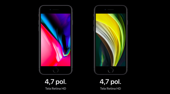 comparação tela iphone 8 e iphone se (2020) / lucas lima / captura de tela