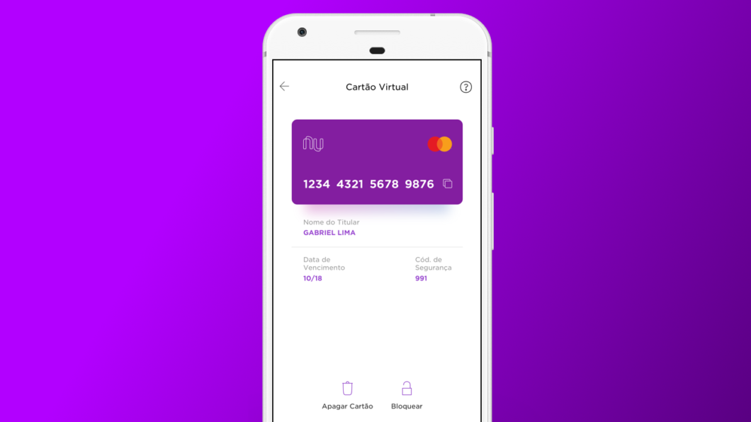 Cartão virtual do Nubank