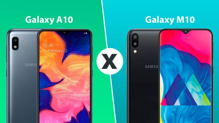 Imagem dividindo o Samsung Galaxy A10 e o Galaxy M10