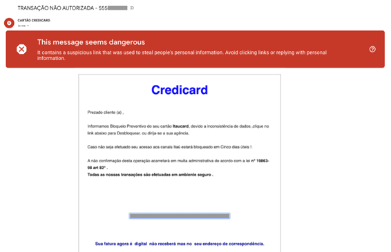 Golpe do Credicard no Gmail