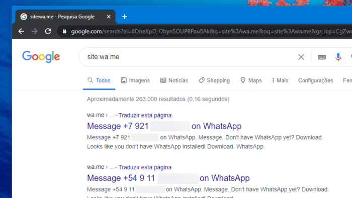 WhatsApp no Google