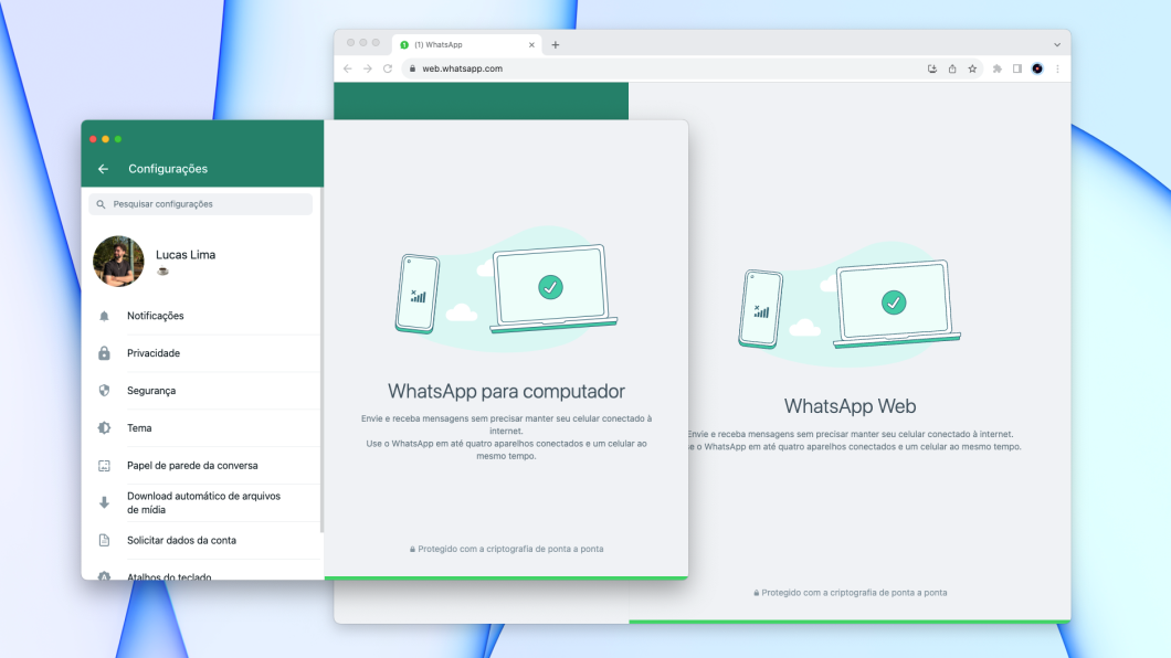 WhatsApp Desktop ao lado do WhatsApp Web