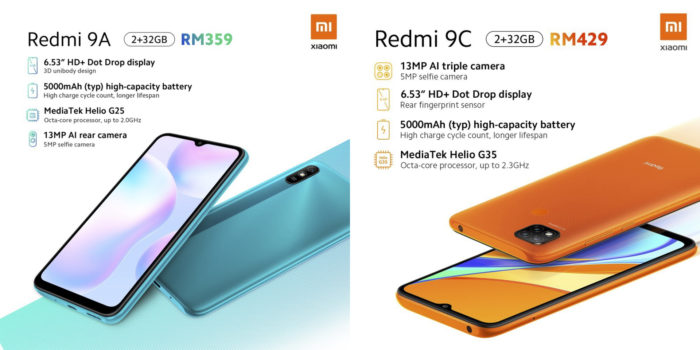 Xiaomi Redmi 9A e Xiaomi Redmi 9C (Foto: Divulgação/Xiaomi)