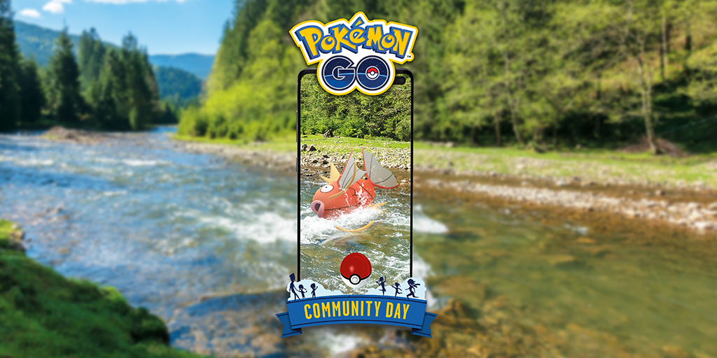 Magikarps pulam para celebrar o Dia Comunitário de agosto em Pokémon Go