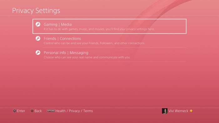 PS4 privacidade