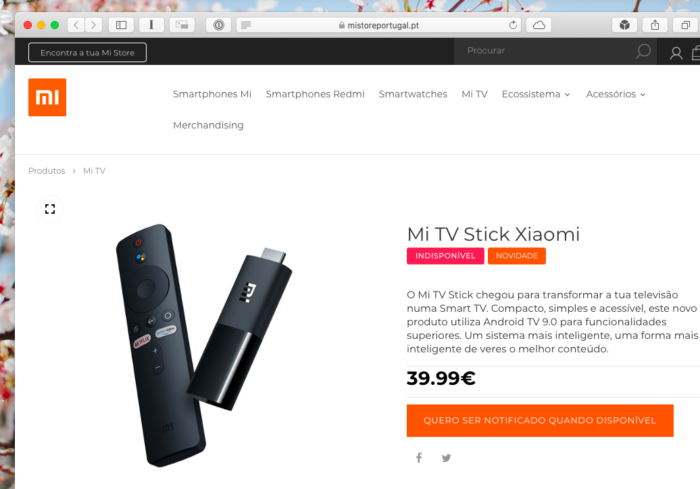 Xiaomi Mi TV Stick em loja de Portugal (Foto: Reprodução/Tecnoblog)