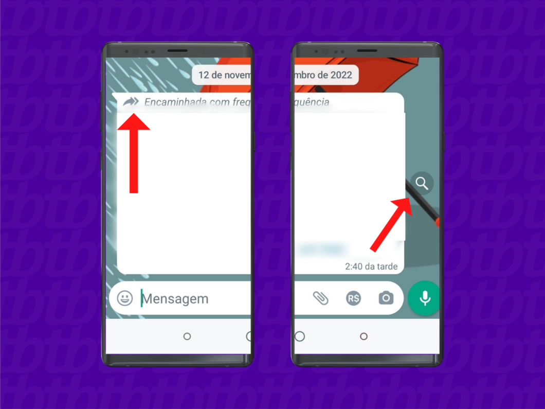 Imagem celular com recurso de pesquisa que permite checar notícias falsas no whatsapp