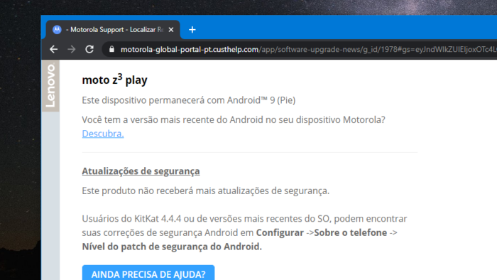Moto Z3 Play permanecerá com Android 9 Pie