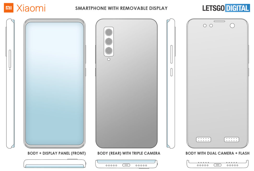 Xiaomi registra patente de celular modular com tela removível (Foto: Reprodução/LetsGoDigital)