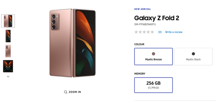 Preço do Samsung Galaxy Z Fold 2 (Foto: Reprodução/Mashable)