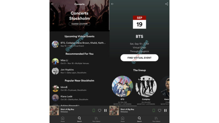 Spotify prepara “eventos virtuais” (Foto: Reprodução/Twitter/Jane Manchun Wong)