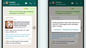 WhatsApp ganha botão Pesquisar para checar fatos no Google