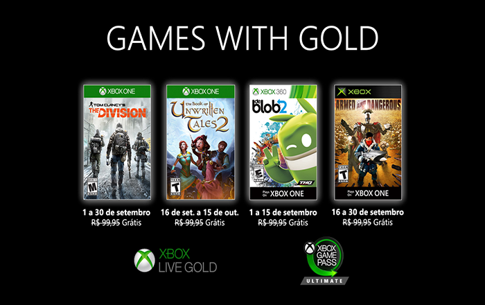 Xbox Live Gold de setembro tem The Division e mais jogos grátis