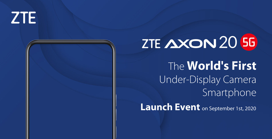 ZTE Axon 20 5G será lançado com câmera frontal abaixo da tela
