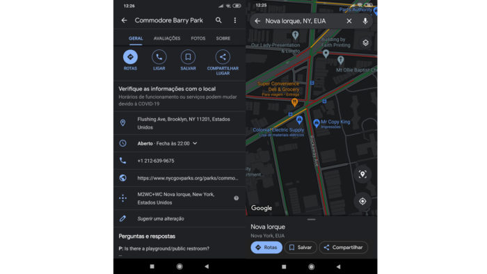Google maps libera modo escuro no Android