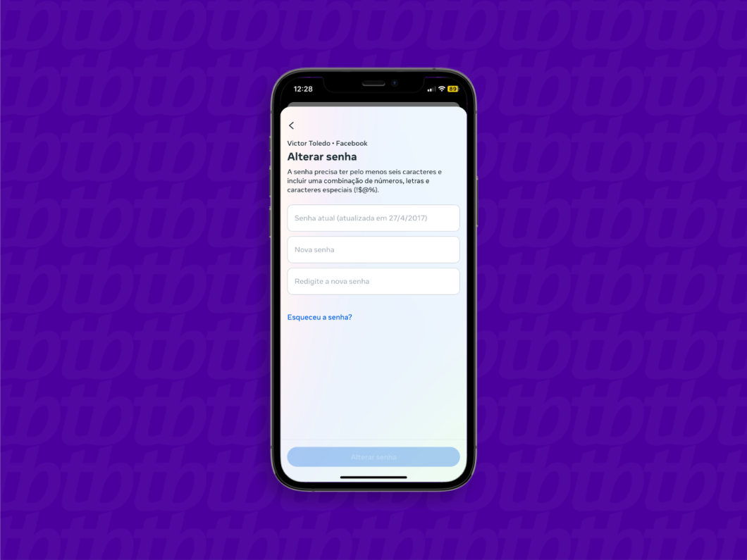Como mudar a senha do Facebook no celular pela Central de Contas do seu perfil na rede social.