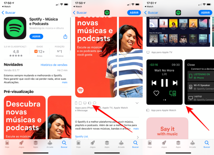 Spotify é um dos aplicativos que tem versão para o Apple Watch